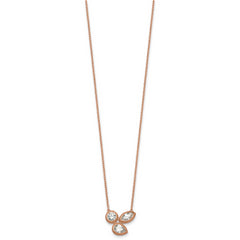 14k Rose Gold 1 carat Lab Grown Diamond VS+ F+ Complete 18 inch Three Stone Fashion Necklace