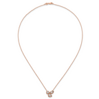 14k Rose Gold 1 carat Lab Grown Diamond VS+ F+ Complete 18 inch Three Stone Fashion Necklace