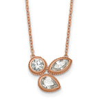 14k Rose Gold 1 carat Lab Grown Diamond VS+ F+ Complete 18 inch Three Stone Fashion Necklace
