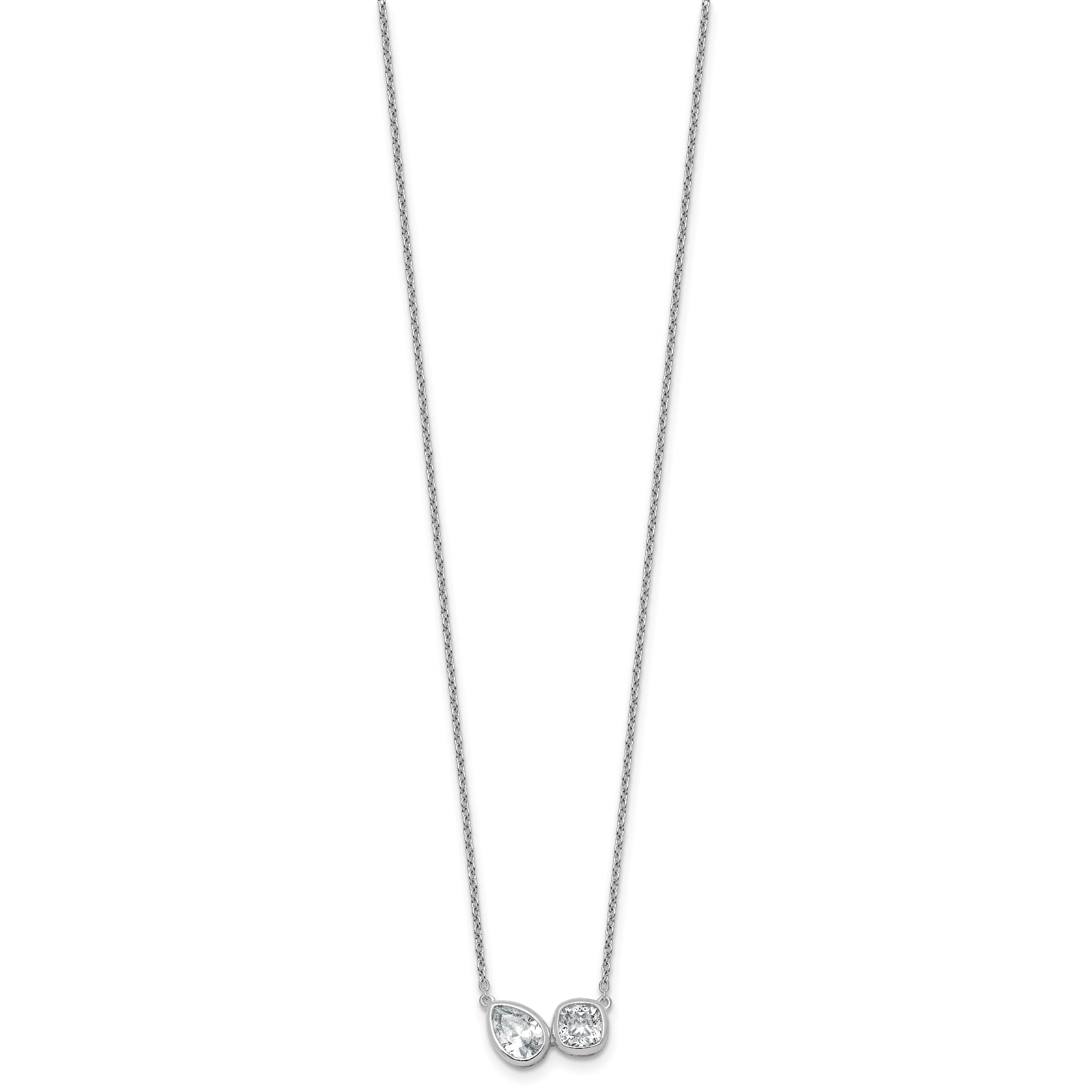 14k White Gold 1 carat Lab Grown Diamond VS+ F+ Complete 18 inch Two Stone Fashion Necklace