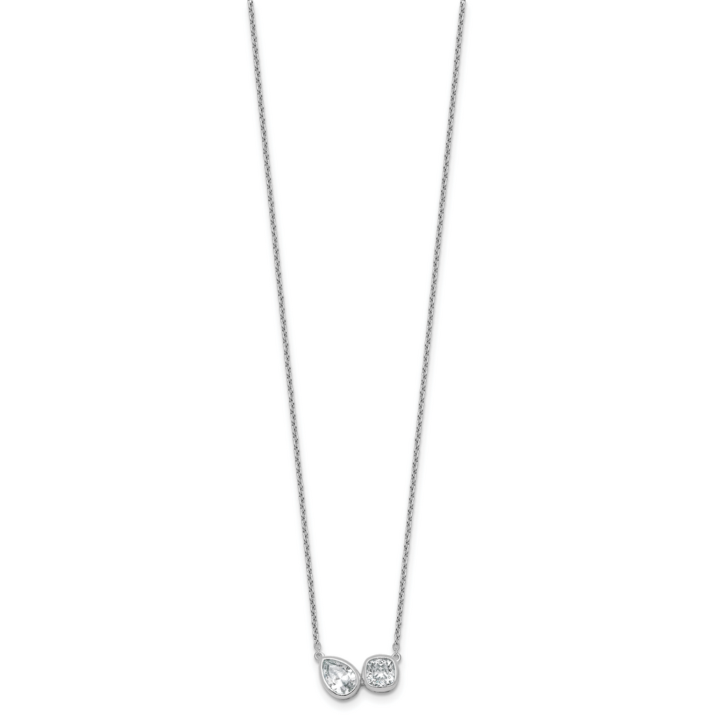 14k White Gold 1 carat Lab Grown Diamond VS+ F+ Complete 18 inch Two Stone Fashion Necklace