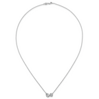 14k White Gold 1 carat Lab Grown Diamond VS+ F+ Complete 18 inch Two Stone Fashion Necklace