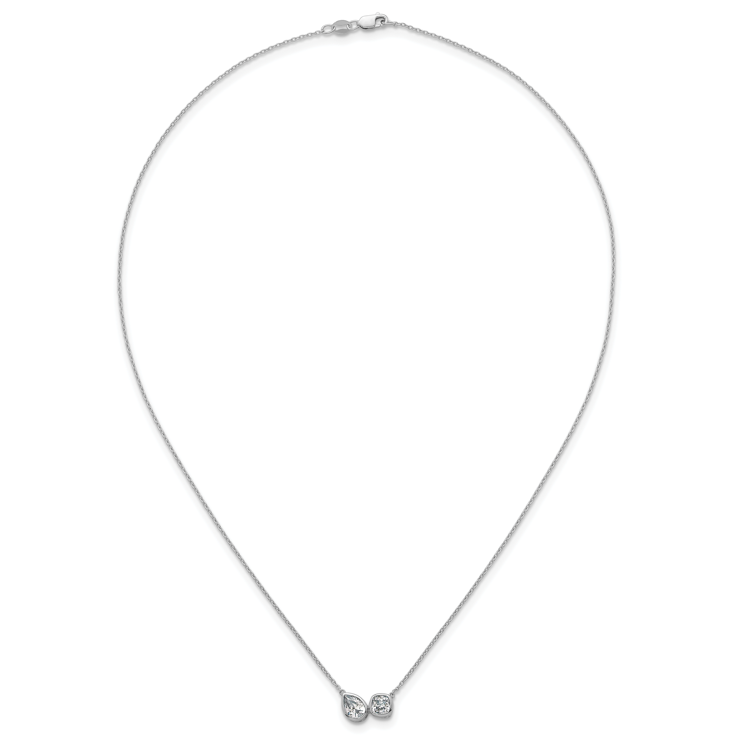 14k White Gold 1 carat Lab Grown Diamond VS+ F+ Complete 18 inch Two Stone Fashion Necklace