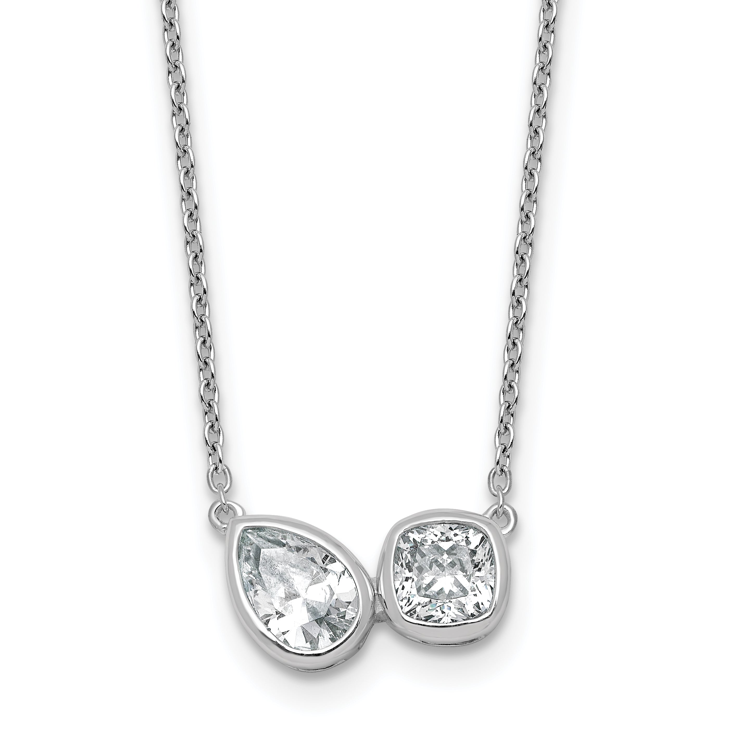 14k White Gold 1 carat Lab Grown Diamond VS+ F+ Complete 18 inch Two Stone Fashion Necklace Main image
