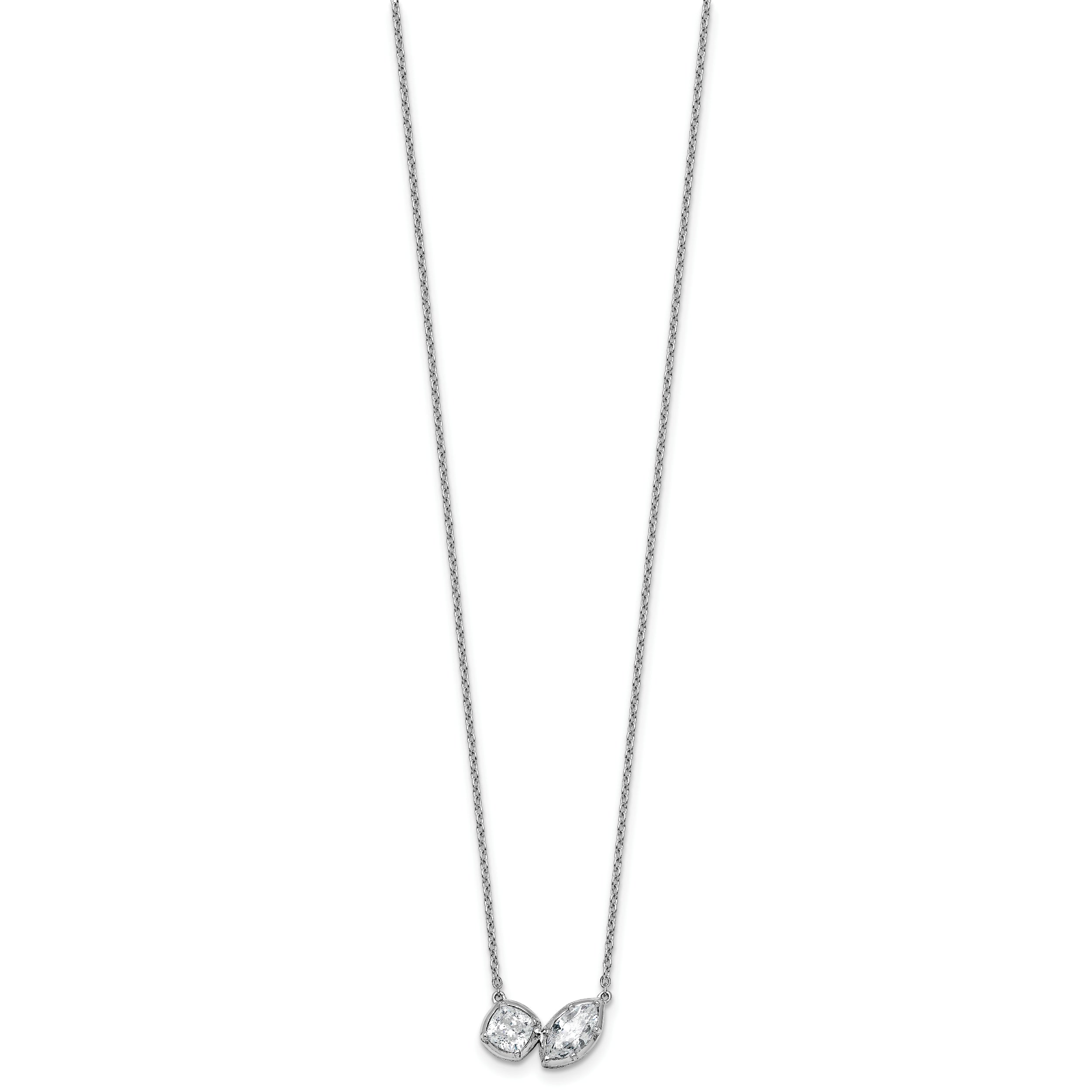 14k White Gold 1 carat Lab Grown Diamond VS+ F+ Complete 18 inch Two Stone Fashion Necklace