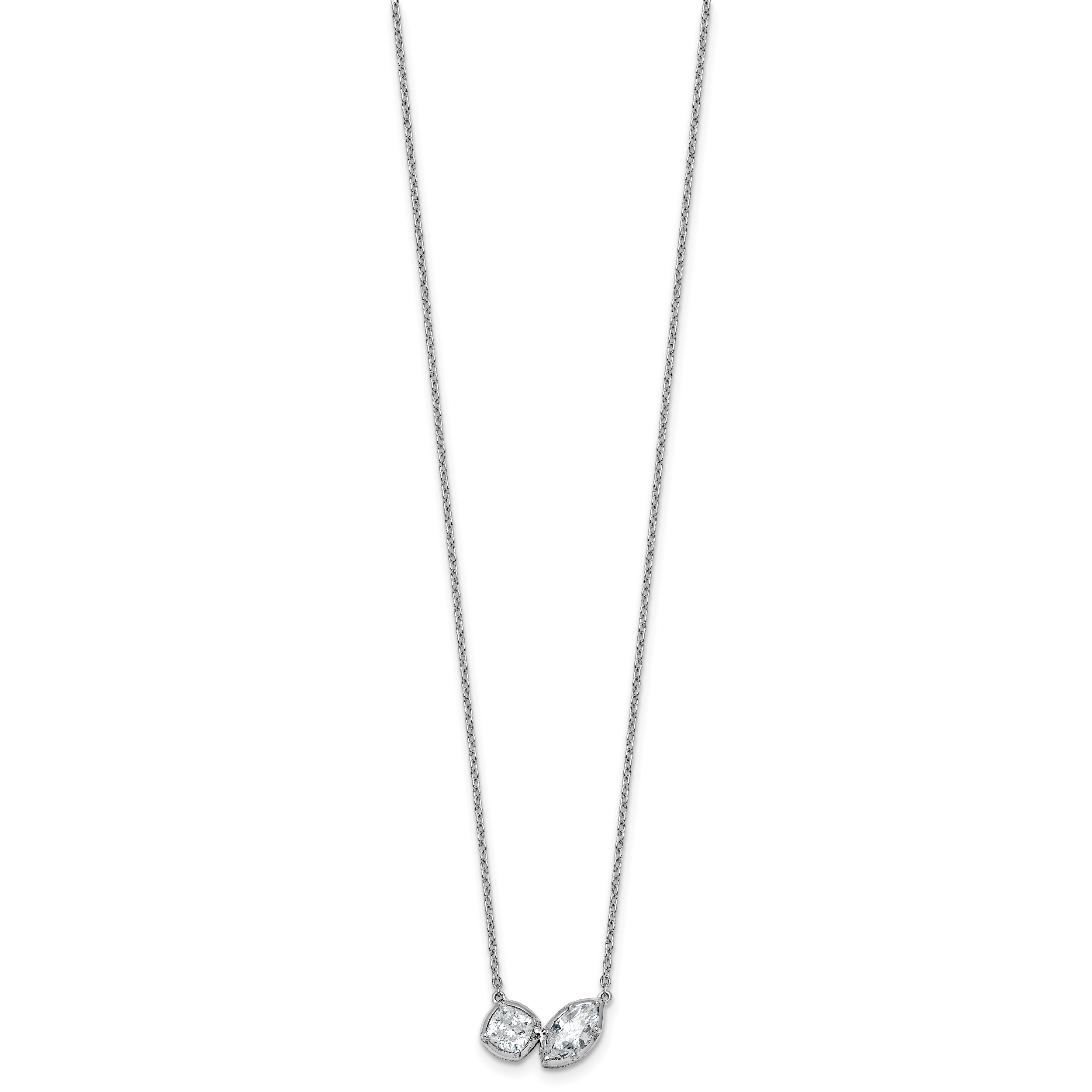 14k White Gold 1 carat Lab Grown Diamond VS+ F+ Complete 18 inch Two Stone Fashion Necklace Secondary image