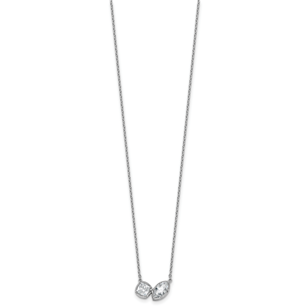 14k White Gold 1 carat Lab Grown Diamond VS+ F+ Complete 18 inch Two Stone Fashion Necklace