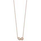 14k Rose Gold 1 carat Lab Grown Diamond VS+ F+ Complete 18 inch Two Stone Fashion Necklace