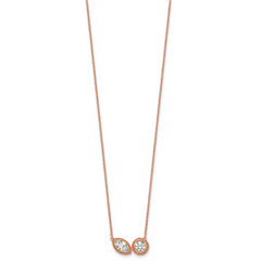 14k Rose Gold 1 carat Lab Grown Diamond VS+ F+ Complete 18 inch Two Stone Fashion Necklace