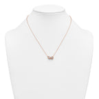 14k Rose Gold 1 carat Lab Grown Diamond VS+ F+ Complete 18 inch Two Stone Fashion Necklace