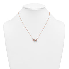 14k Rose Gold 1 carat Lab Grown Diamond VS+ F+ Complete 18 inch Two Stone Fashion Necklace