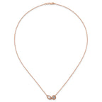 14k Rose Gold 1 carat Lab Grown Diamond VS+ F+ Complete 18 inch Two Stone Fashion Necklace