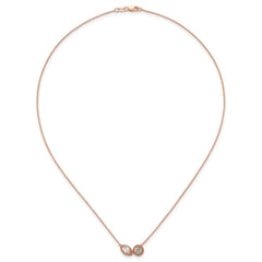 14k Rose Gold 1 carat Lab Grown Diamond VS+ F+ Complete 18 inch Two Stone Fashion Necklace