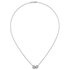 14k White Gold 1 carat Lab Grown Diamond VS+ F+ Complete 18 inch Two Stone Fashion Necklace