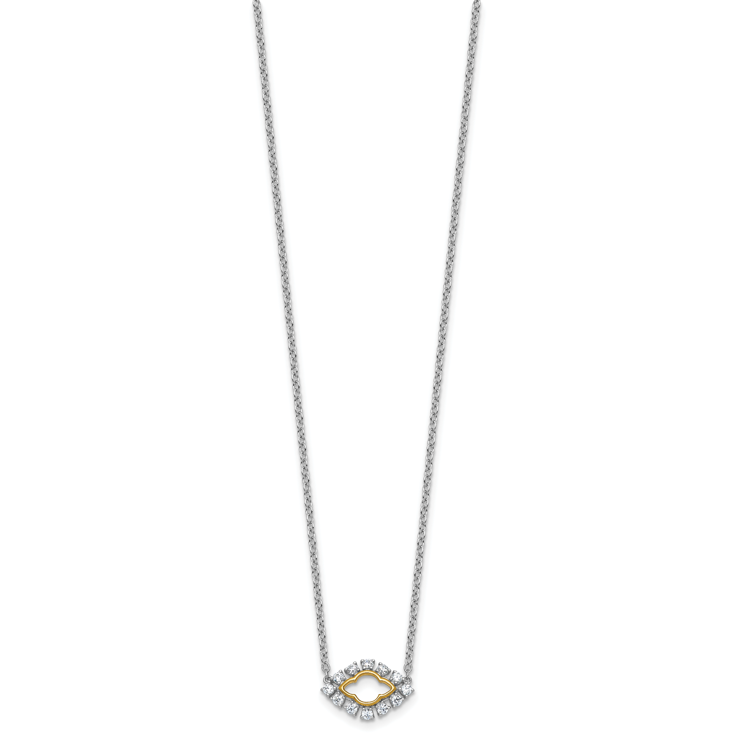 14k Two-Tone 3/8 carat Lab Grown Diamond VS+ F+ Complete 18 inch Fashion Evil Eye Necklace Secondary image
