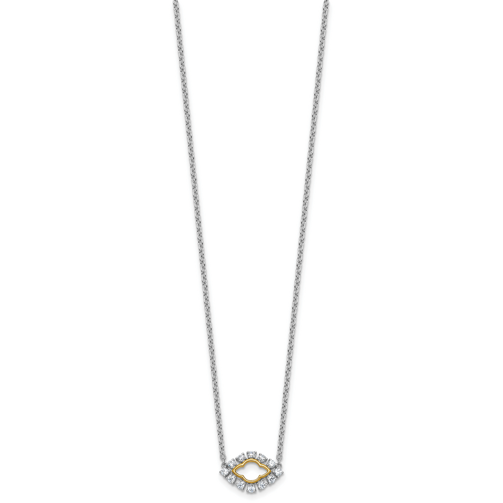14k Two-Tone 3/8 carat Lab Grown Diamond VS+ F+ Complete 18 inch Fashion Evil Eye Necklace