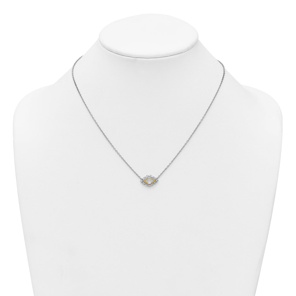 14k Two-Tone 3/8 carat Lab Grown Diamond VS+ F+ Complete 18 inch Fashion Evil Eye Necklace