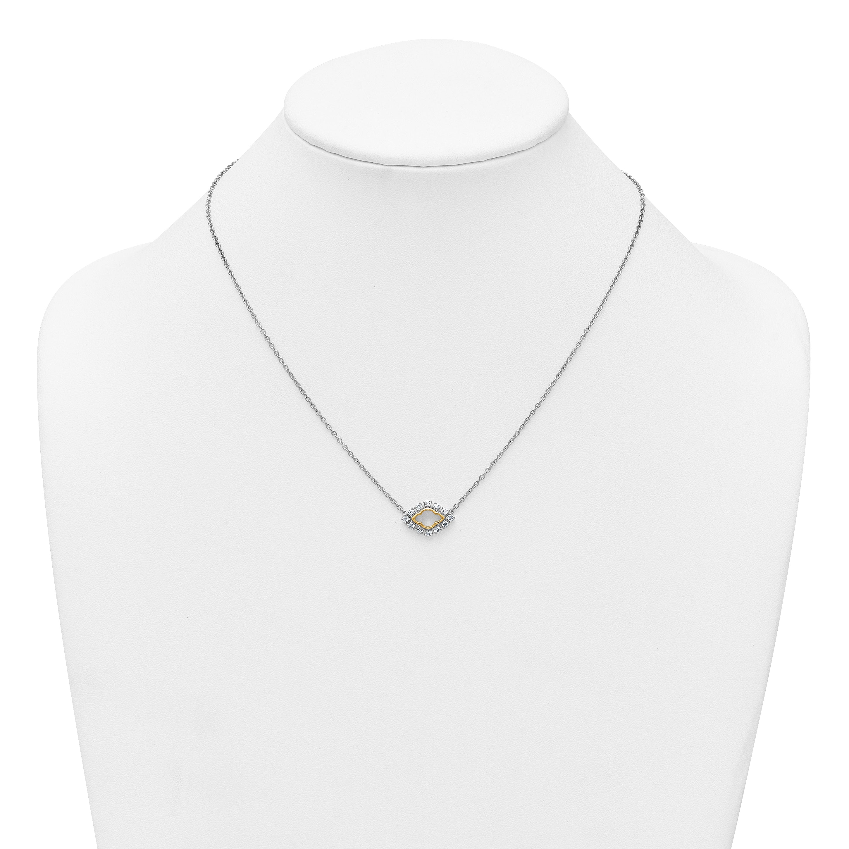 14k Two-Tone 3/8 carat Lab Grown Diamond VS+ F+ Complete 18 inch Fashion Evil Eye Necklace
