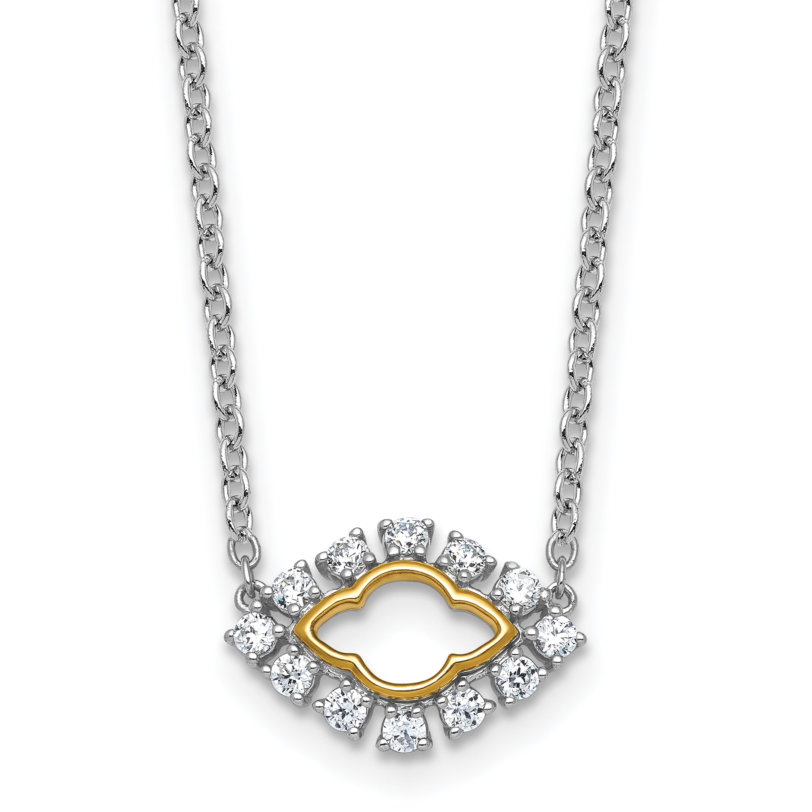 14k Two-Tone 3/8 carat Lab Grown Diamond VS+ F+ Complete 18 inch Fashion Evil Eye Necklace Main image
