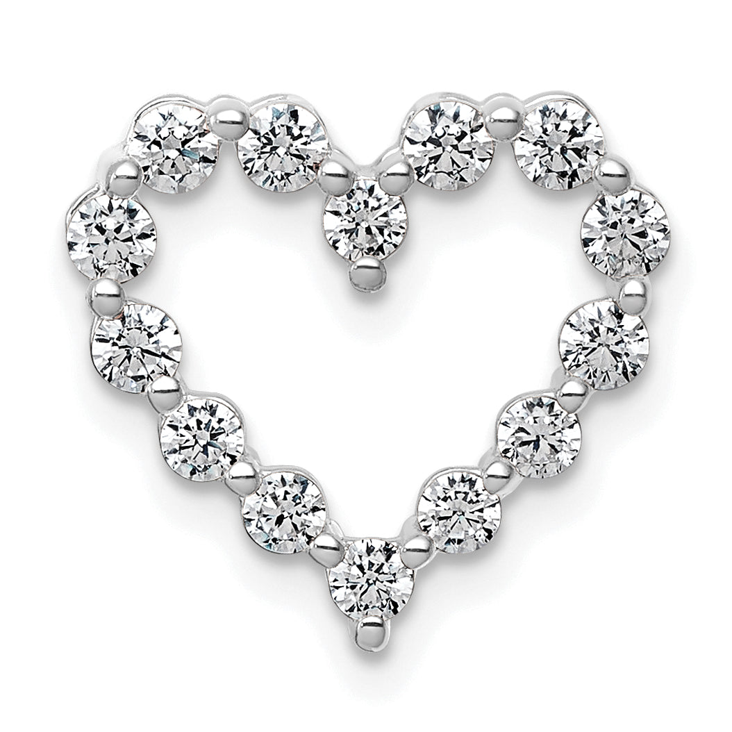 14k White Gold 1/2 carat Lab Grown Diamond VS+ F+ Complete Heart Chain Slide Pendant Main image