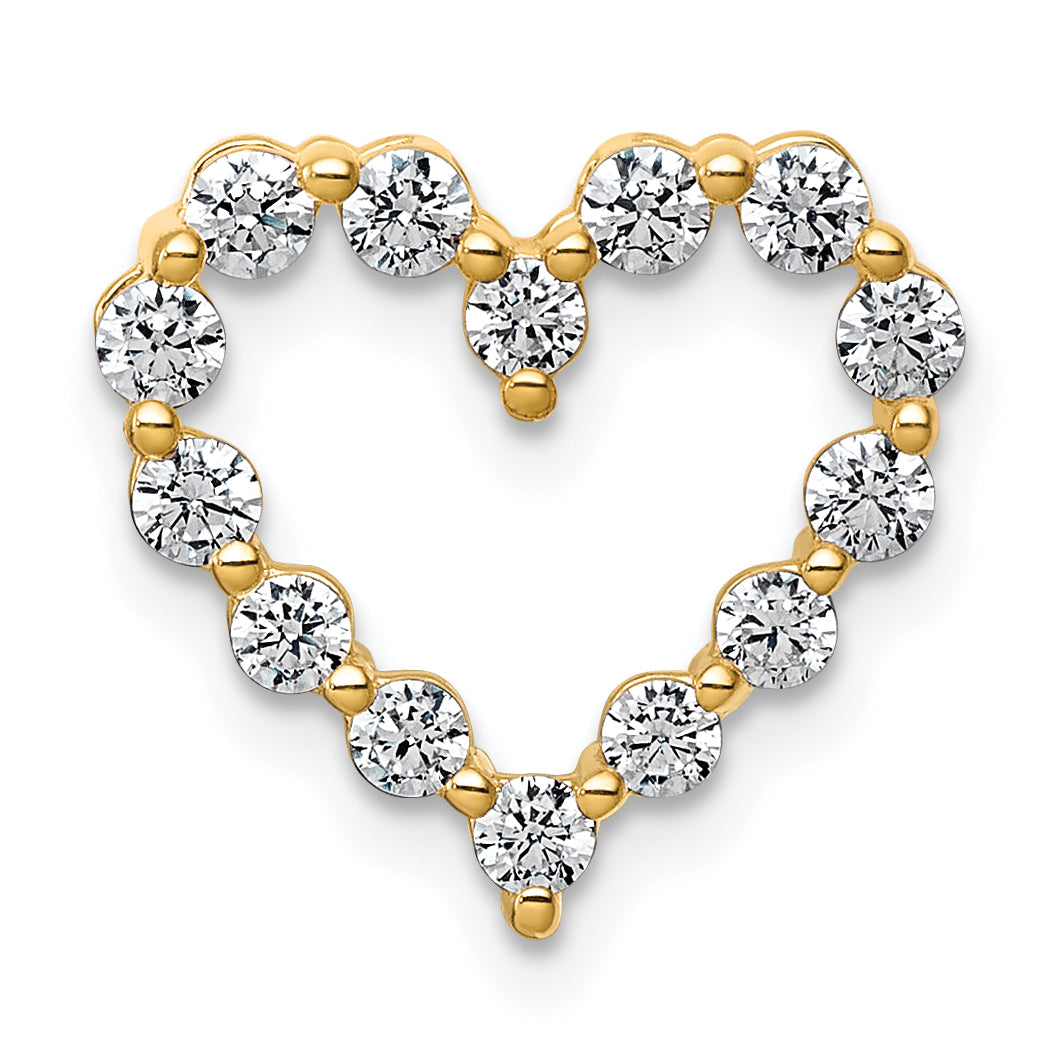 14k 1/2 carat Lab Grown Diamond VS+ F+ Complete Heart Chain Slide Pendant
