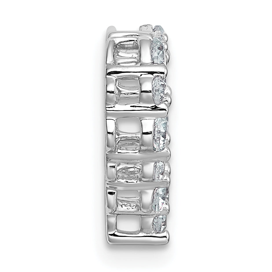 14k White Gold 1/2 carat Lab Grown Diamond VS+ F+ Complete Heart Chain Slide Pendant