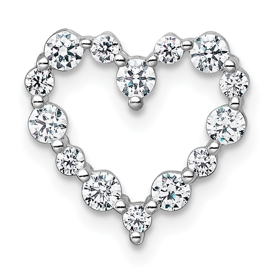 14k White Gold 1/2 carat Lab Grown Diamond VS+ F+ Complete Heart Chain Slide Pendant Main image