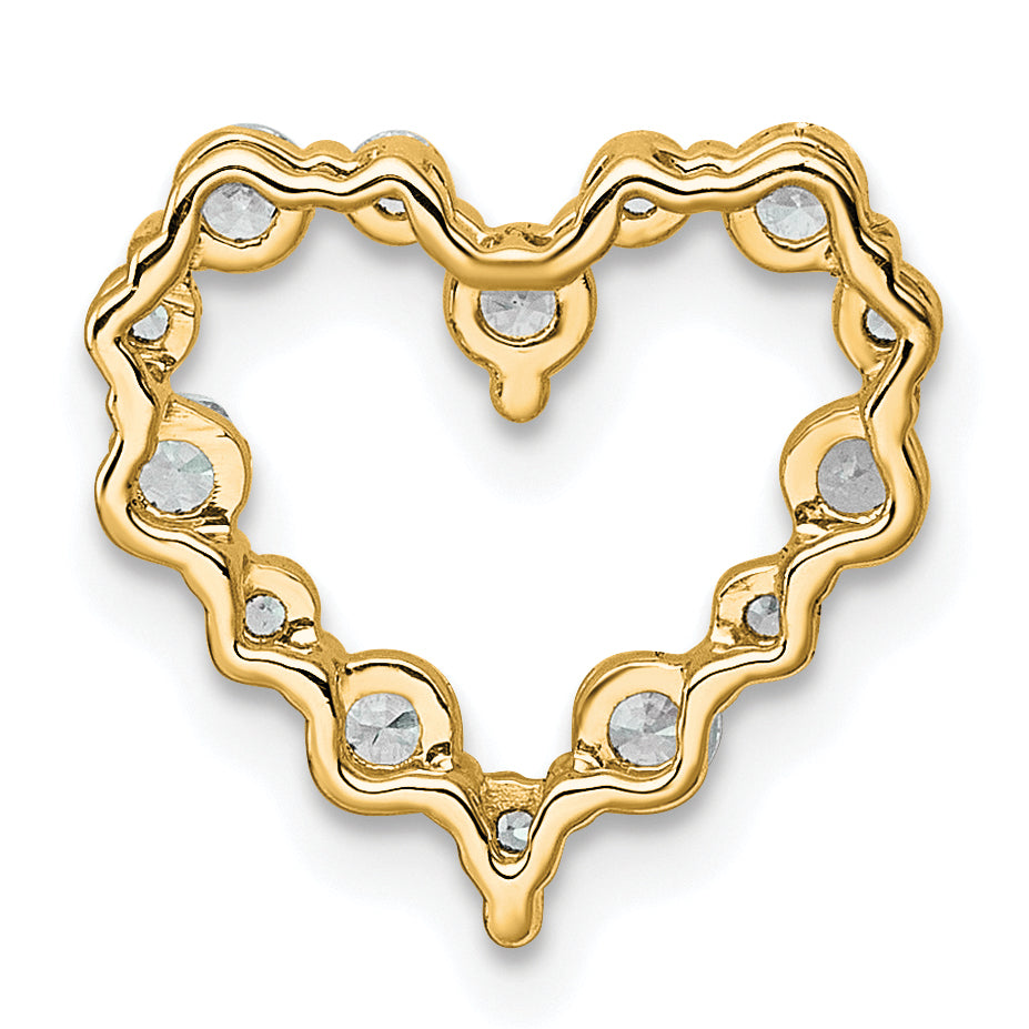 14k 1/2 carat Lab Grown Diamond VS+ F+ Complete Heart Chain Slide Pendant