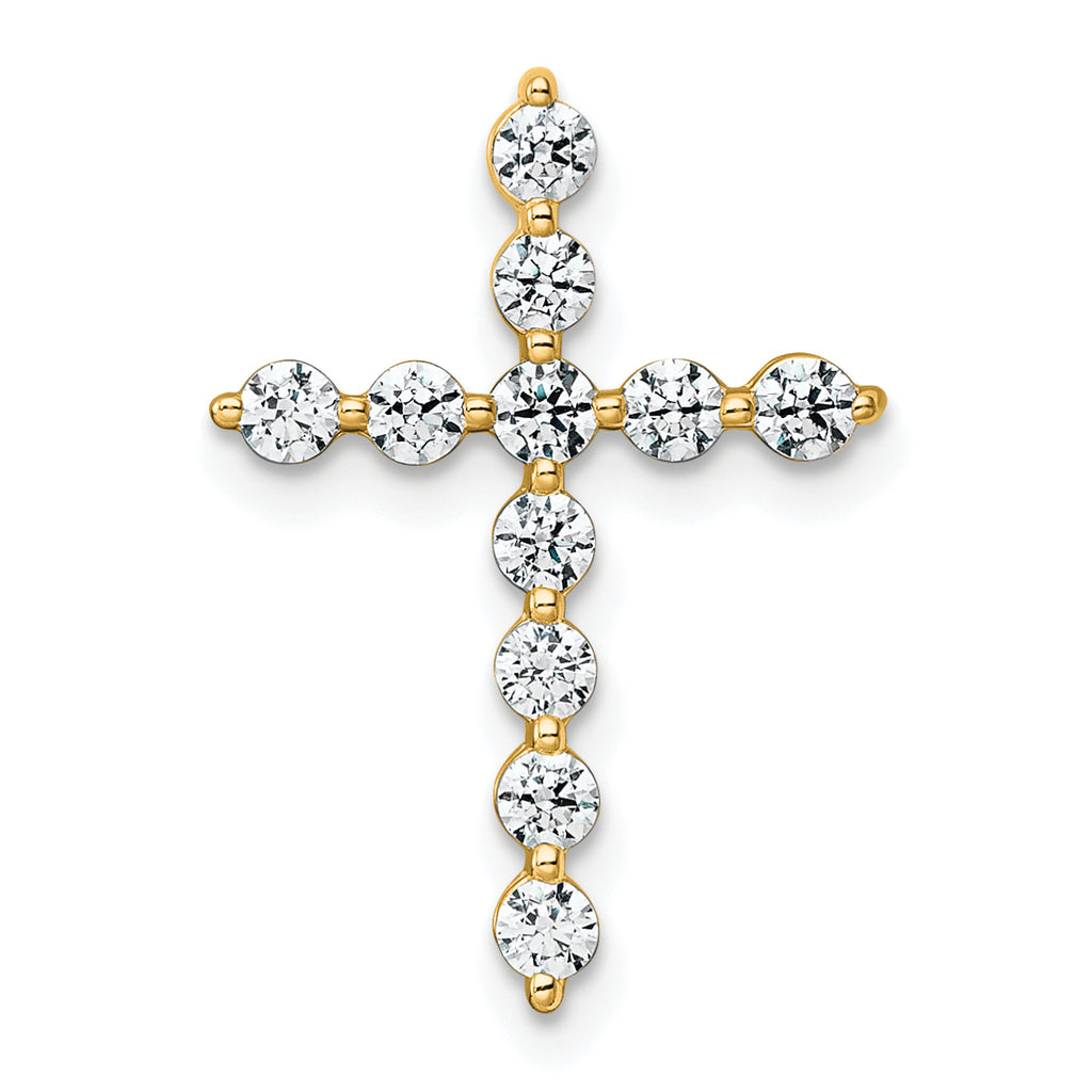 14k 1/2 carat Lab Grown Diamond VS+ F+ Complete Cross Chain Slide Pendant