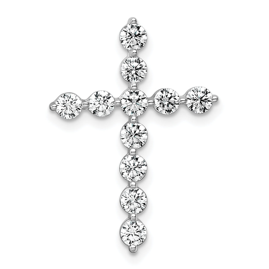 14k White Gold 1 carat Lab Grown Diamond VS+ F+ Complete Cross Chain Slide Pendant