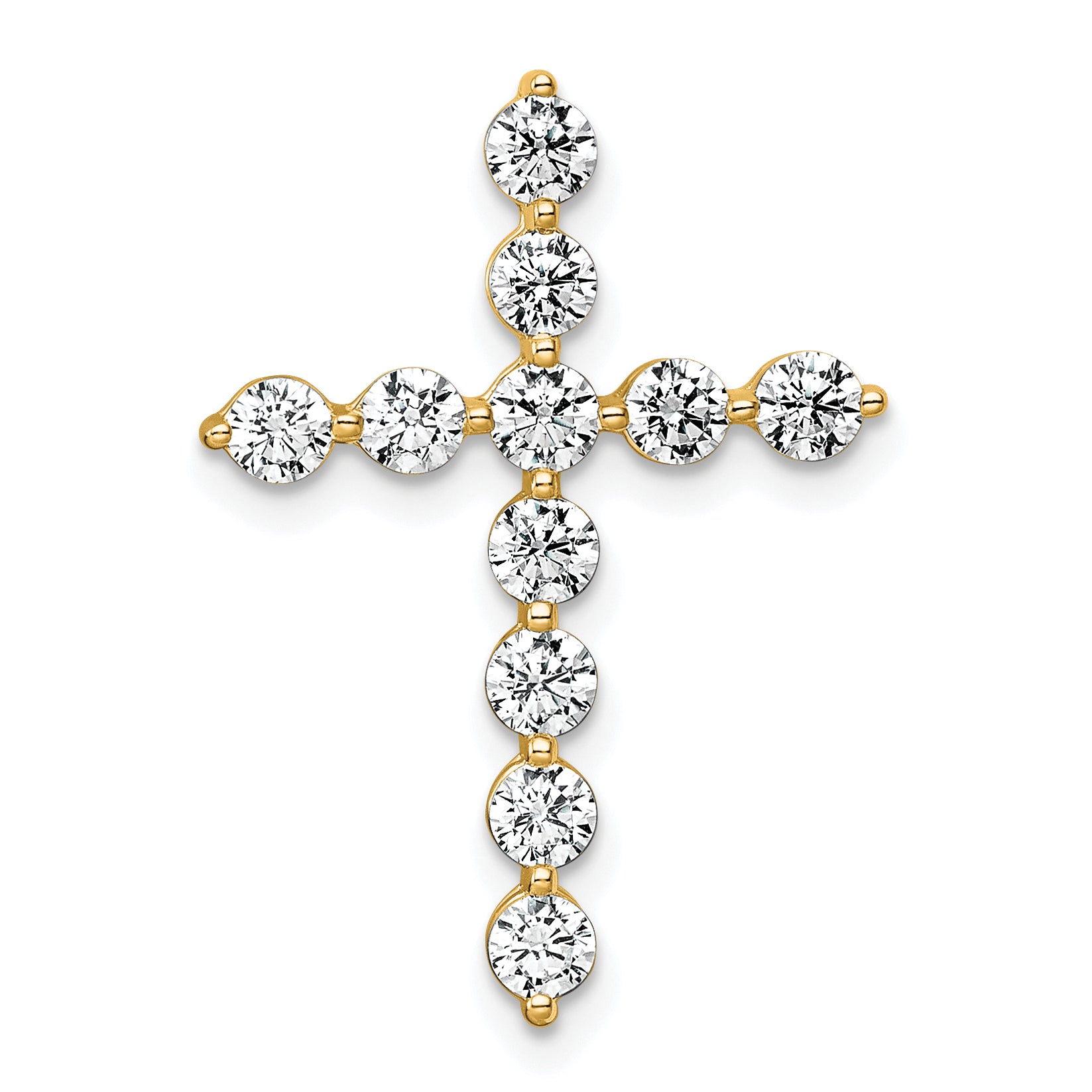 14k 1 carat Lab Grown Diamond VS+ F+ Complete Cross Chain Slide Pendant