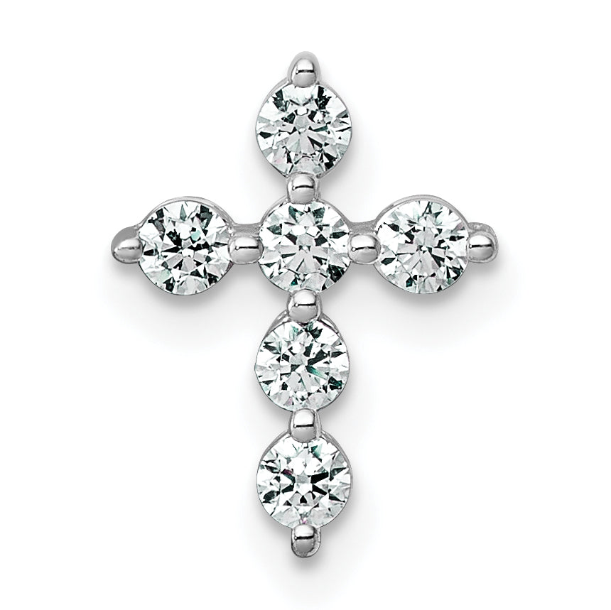 14k White Gold 1/4 carat Lab Grown Diamond VS+ F+ Complete Cross Chain Slide Pendant Main image