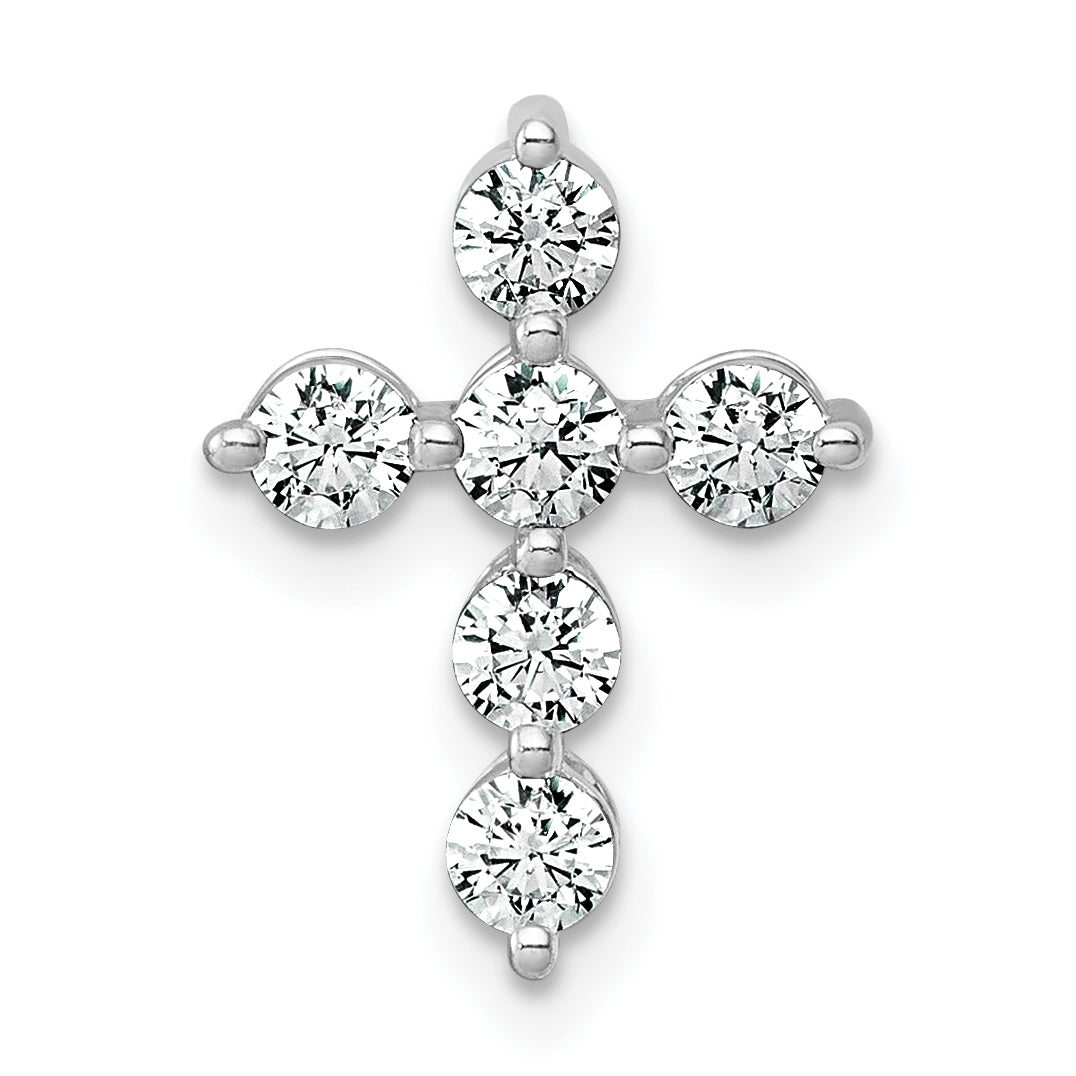 14k White Gold 1/2 carat Lab Grown Diamond VS+ F+ Complete Cross Chain Slide Pendant