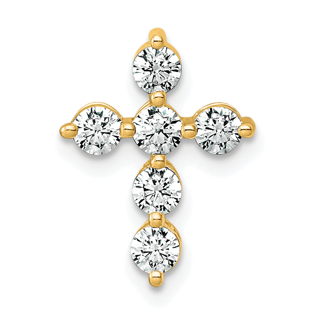 14k 1/2 carat Lab Grown Diamond VS+ F+ Complete Cross Chain Slide Pendant Main image