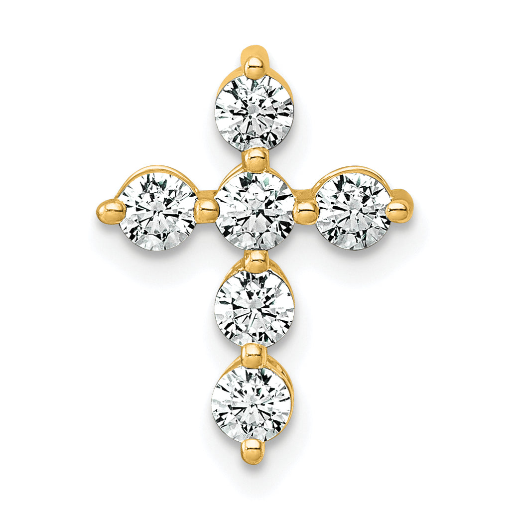 14k 1/2 carat Lab Grown Diamond VS+ F+ Complete Cross Chain Slide Pendant