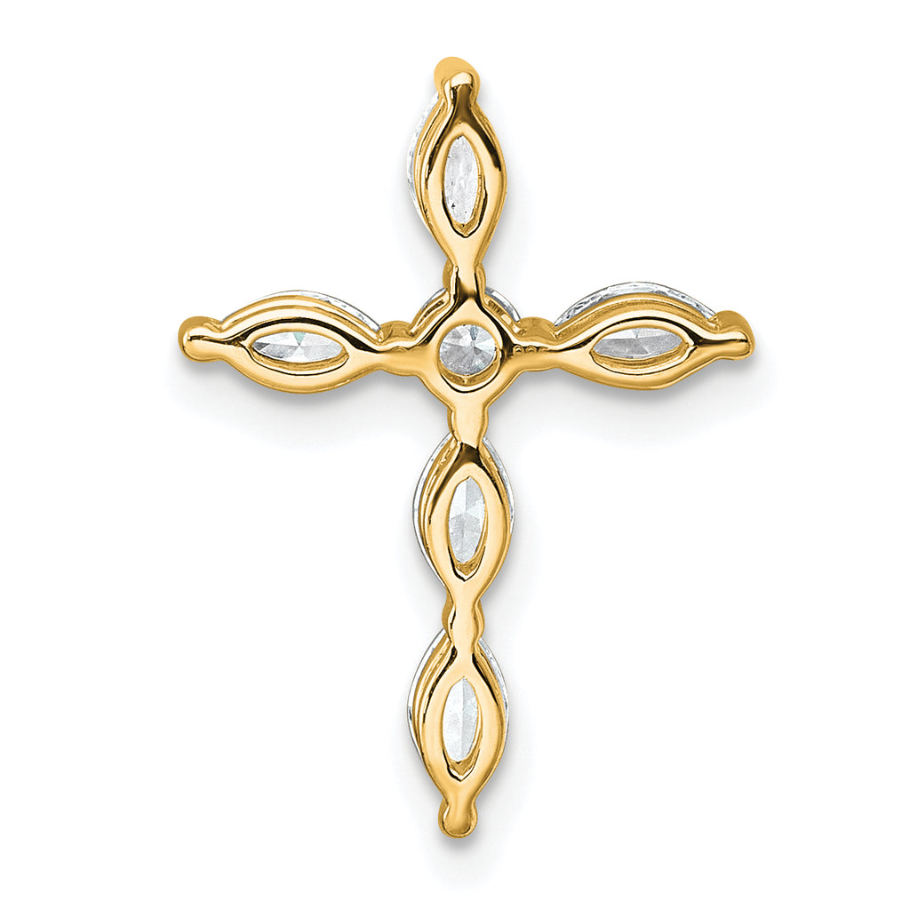 14k 1/2 carat Lab Grown Diamond VS+ F+ Complete Cross Chain Slide Pendant