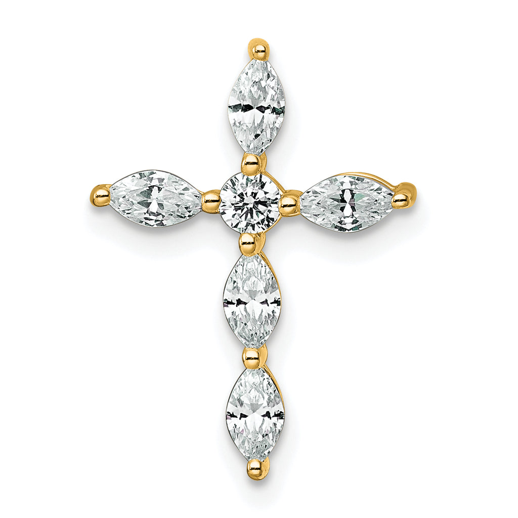 14k 1/2 carat Lab Grown Diamond VS+ F+ Complete Cross Chain Slide Pendant