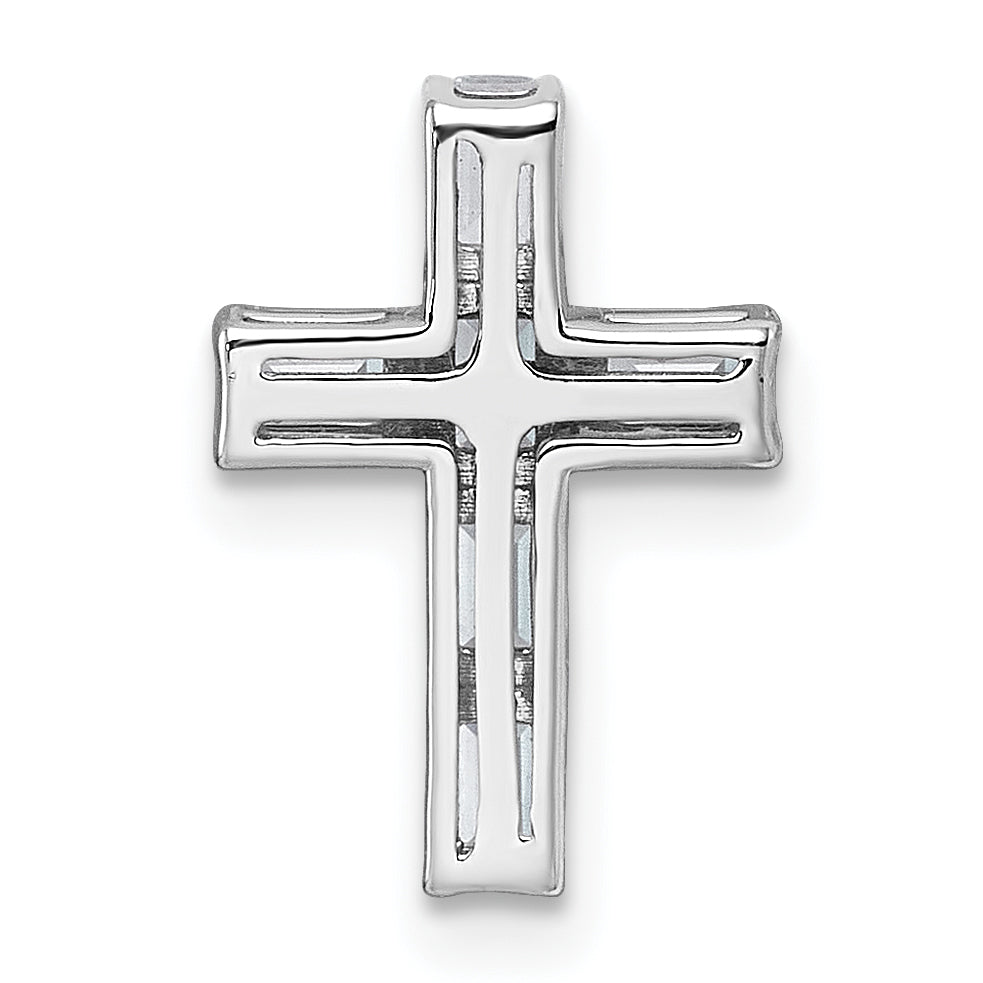 14k White Gold 3/4 carat Lab Grown Diamond VS+ F+ Complete Cross Chain Slide Pendant