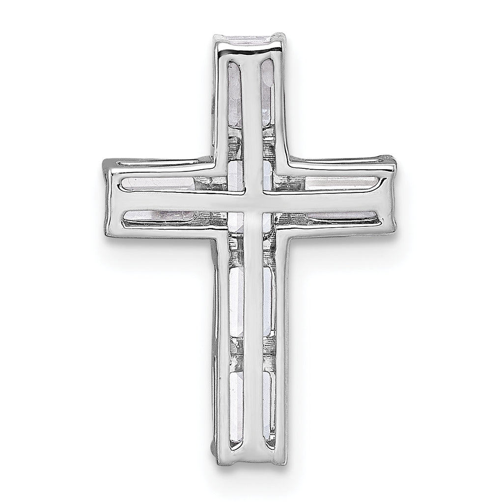 14k White Gold 1 5/8 carat Lab Grown Diamond VS+ F+ Complete Cross Chain Slide Pendant