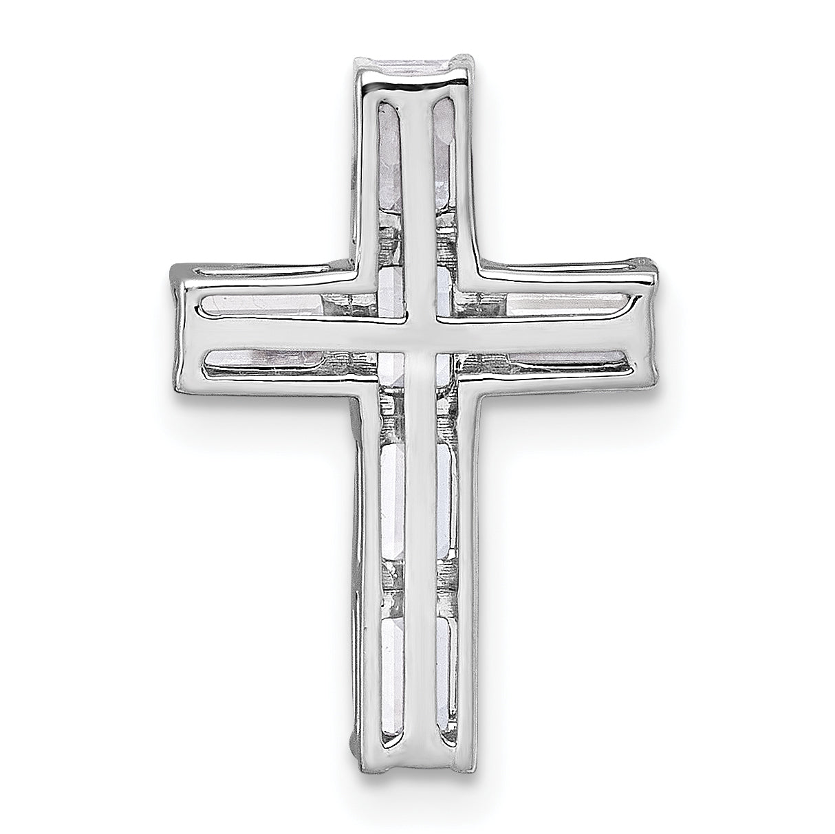 14k White Gold 1 5/8 carat Lab Grown Diamond VS+ F+ Complete Cross Chain Slide Pendant