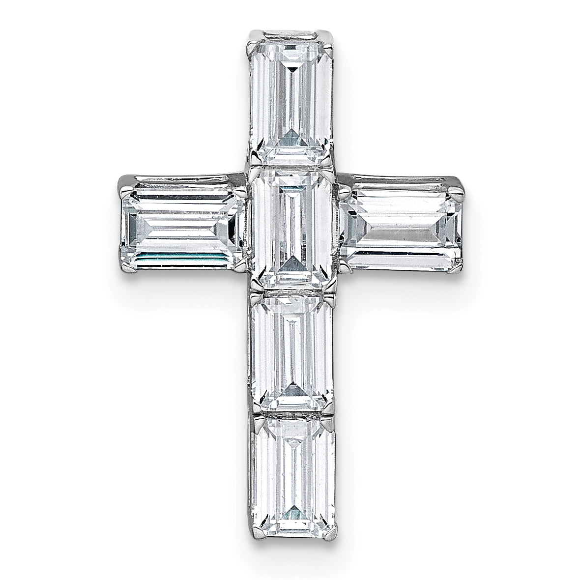 14k White Gold 1 5/8 carat Lab Grown Diamond VS+ F+ Complete Cross Chain Slide Pendant Main image