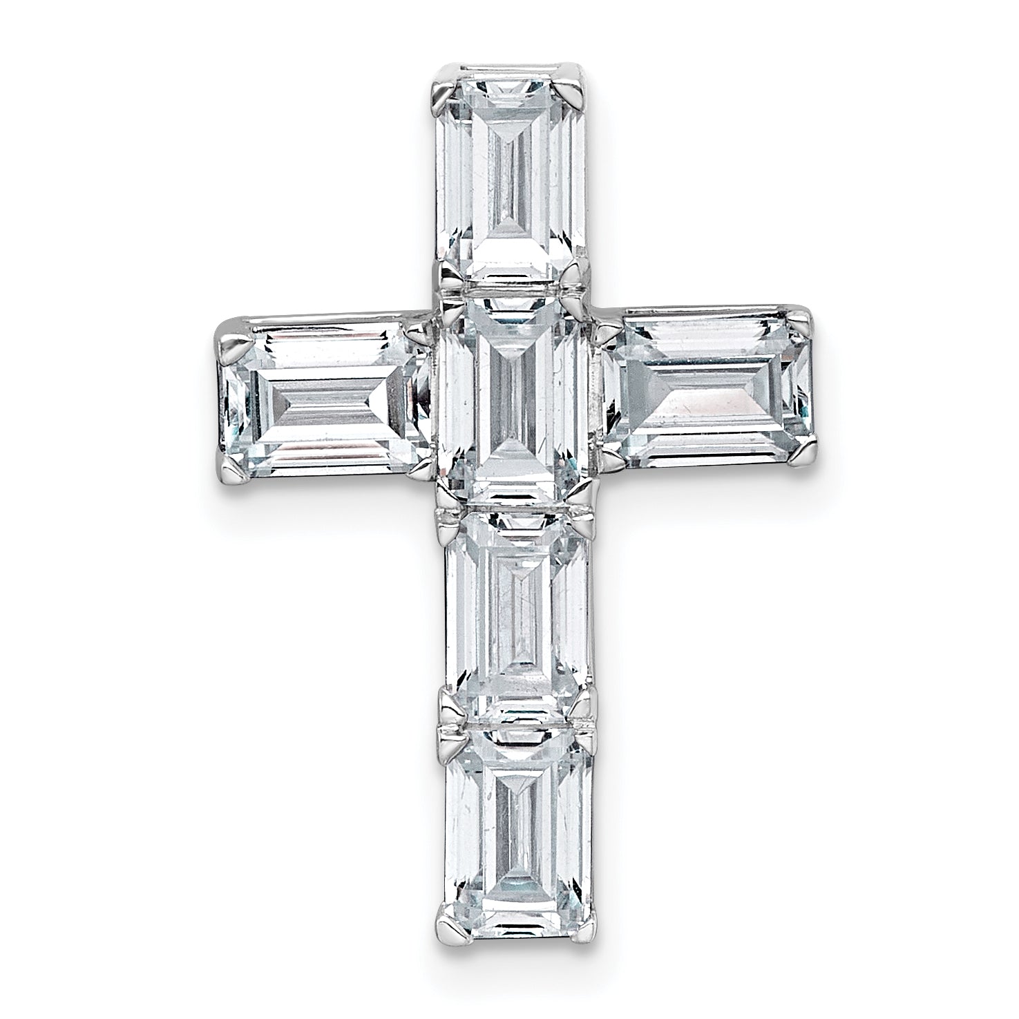 14k White Gold 3 carat Lab Grown Diamond VS+ F+ Complete Cross Chain Slide Pendant Main image