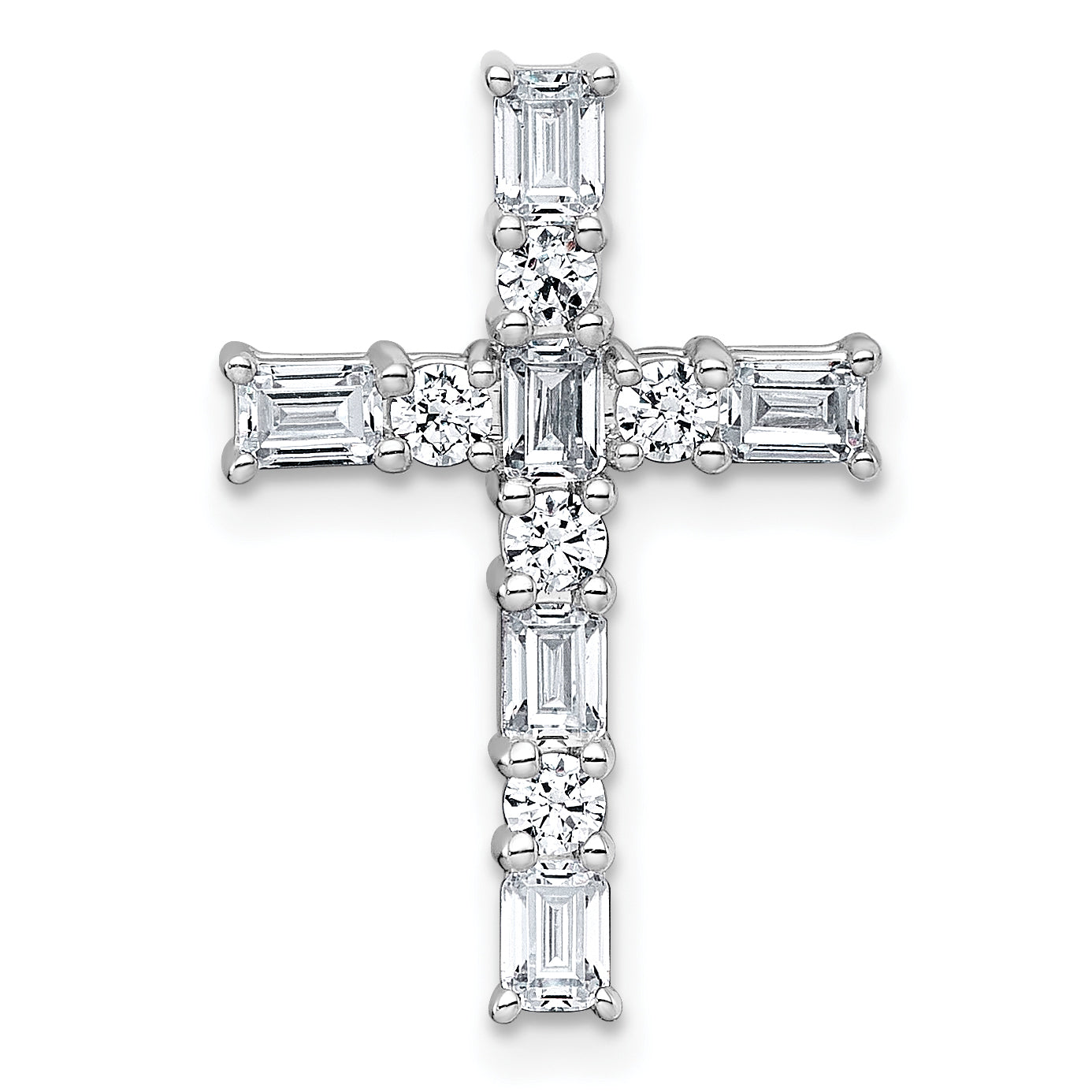 14k White Gold 1 carat Lab Grown Diamond VS+ F+ Complete Cross Chain Slide Pendant Main image