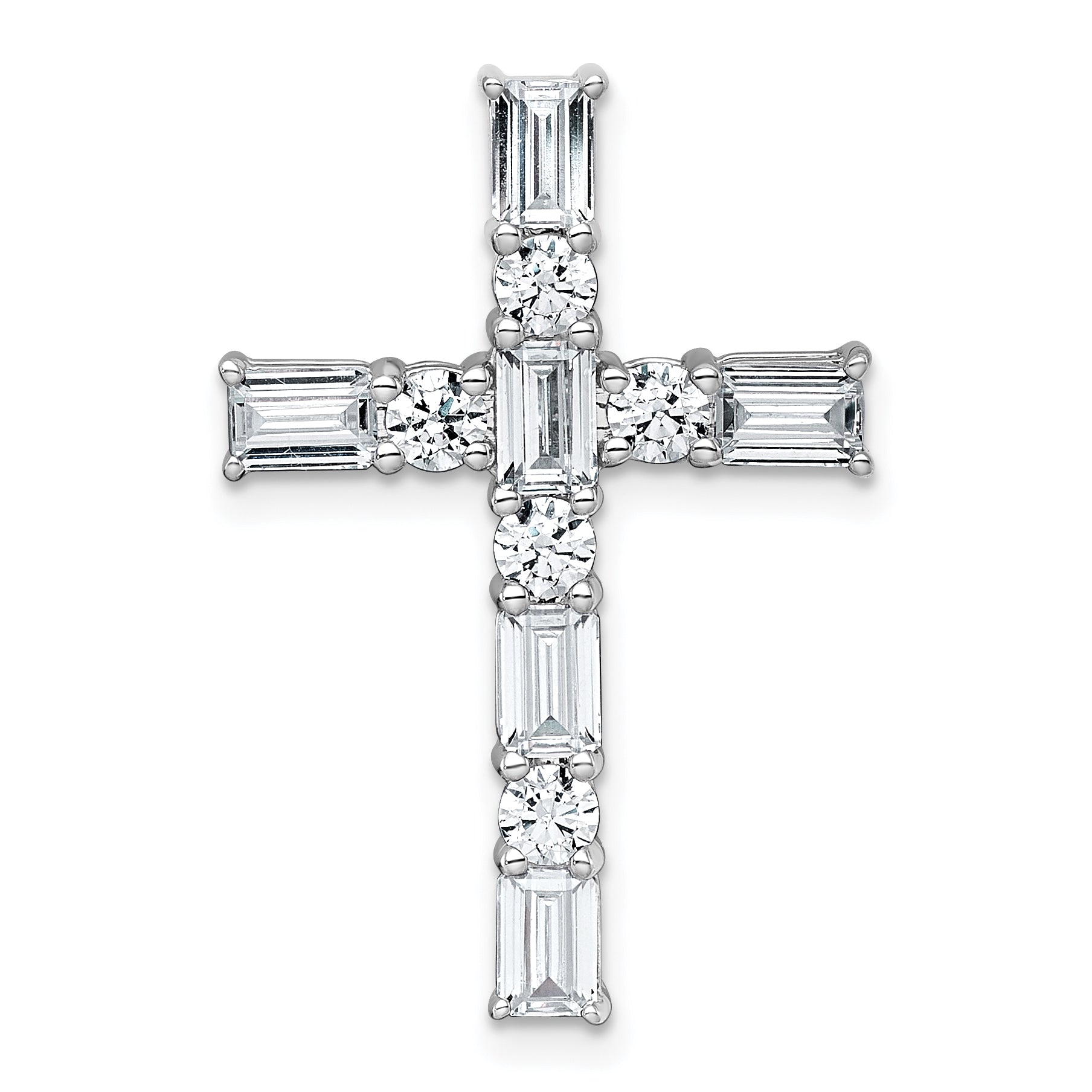 14k White Gold 2 1/5 carat Lab Grown Diamond VS+ F+ Complete Cross Chain Slide Pendant Main image