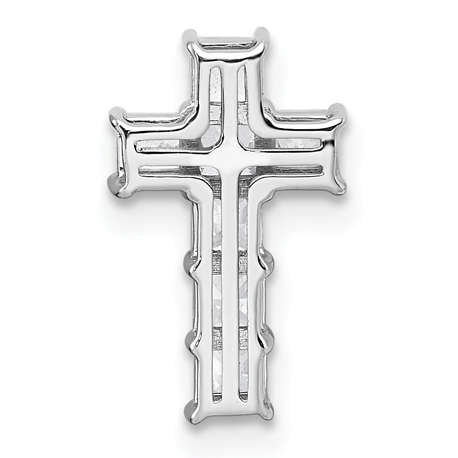 14k White Gold 5/8 carat Lab Grown Diamond VS+ F+ Complete Cross Chain Slide Pendant