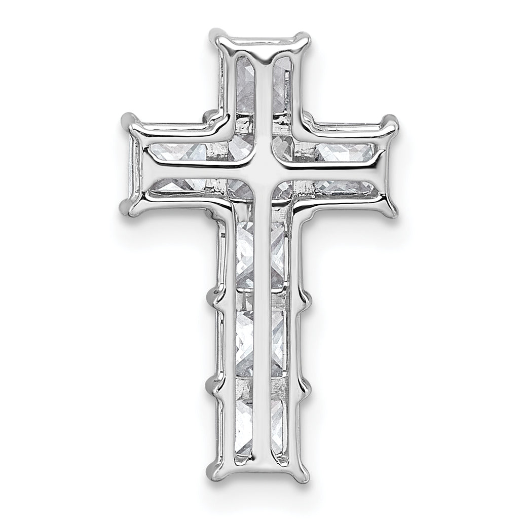 14k White Gold 1 3/4 carat Lab Grown Diamond VS+ F+ Complete Cross Chain Slide Pendant