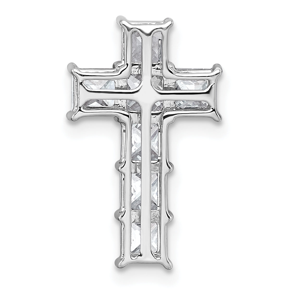 14k White Gold 1 3/4 carat Lab Grown Diamond VS+ F+ Complete Cross Chain Slide Pendant