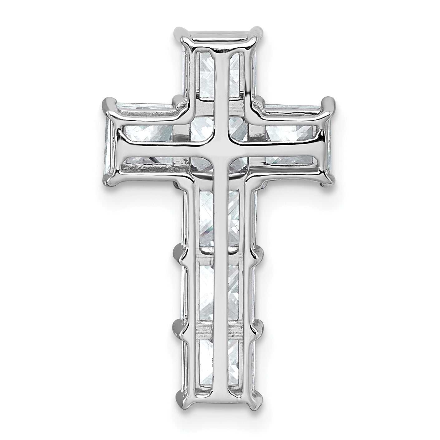 14k White Gold 2 5/8 carat Lab Grown Diamond VS+ F+ Complete Cross Chain Slide Pendant