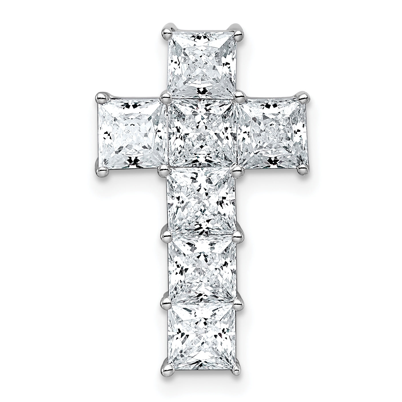 14k White Gold 2 5/8 carat Lab Grown Diamond VS+ F+ Complete Cross Chain Slide Pendant Main image