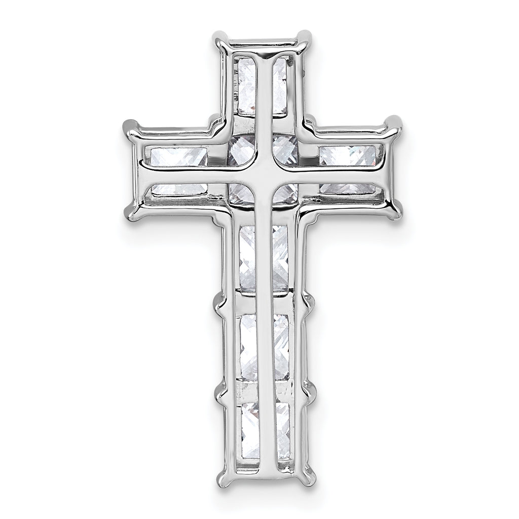 14k White Gold 3 1/2 carat Lab Grown Diamond VS+ F+ Complete Cross Chain Slide Pendant